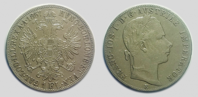 1857 Ferenc József 1 gulden florin