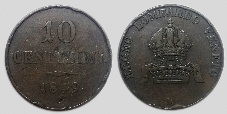 1849 10 centesimi M Ferenc József