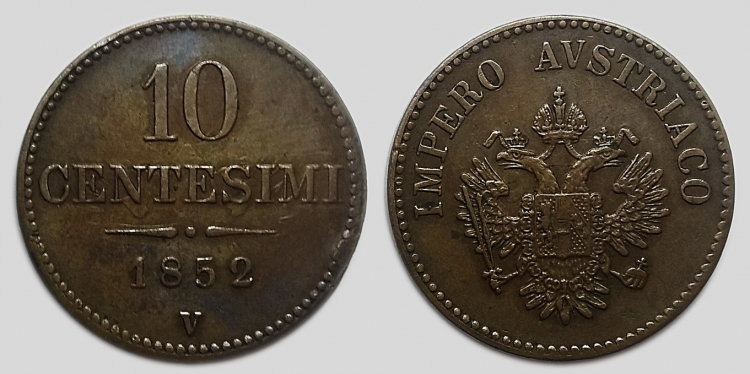 1852 10 centesimi V Ferenc József