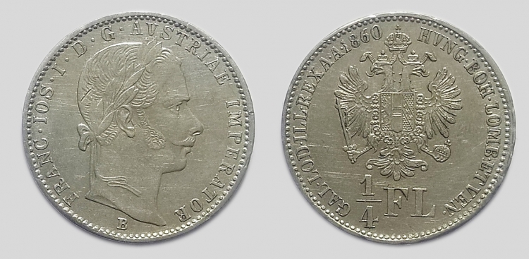 1860 1/4 florin B Ferenc József