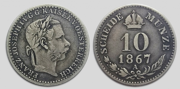 1867 10 krajcár A Ferenc József