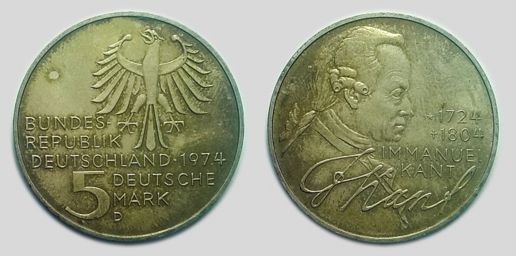 1974 Immanuel Kant 5 márka mark