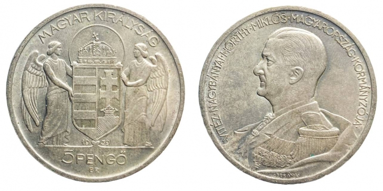 1939 Horthy Miklós 5 pengő