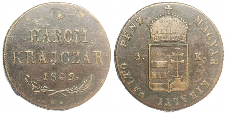 1849 Szabadságharc 3 krajcár NB