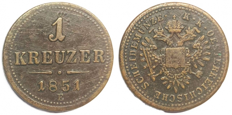1851 Ferenc József 1 krajcár E