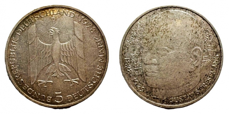 1978 Gustav Stresemann 5 márka