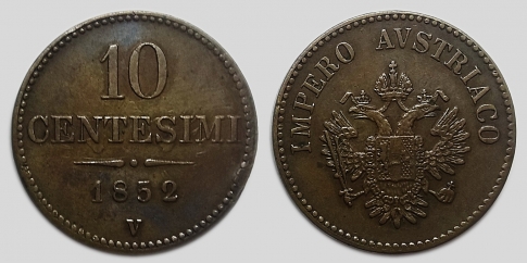 1852 10 centesimi V Ferenc József