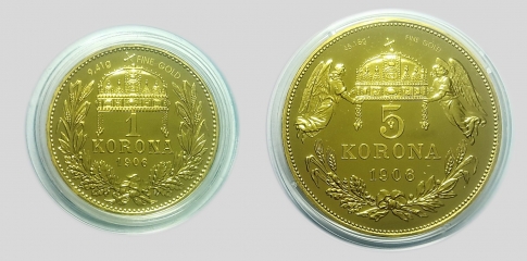 1906 Ferenc József 1 és 5 korona KB