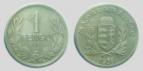 1938 Magyar Királyság 1 pengő