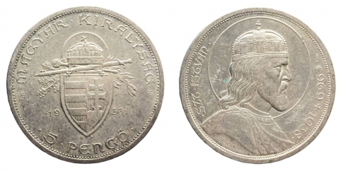 1938 Szent István 5 pengő