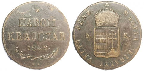 1849 Szabadságharc 3 krajcár NB