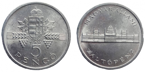 1945 Magyar Királyság 5 pengő