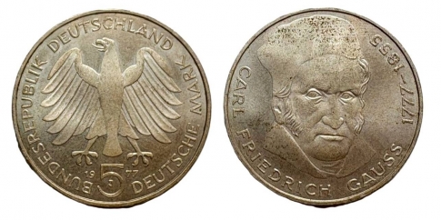 1977 Carl Friedrich Gauss 5 márka 1977 Carl Friedrich Gauss 5 márka