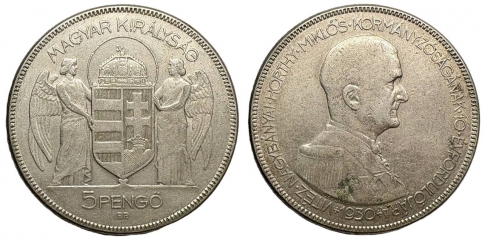 1930 Horthy Miklós 5 pengő 1930 Horthy Miklós 5 pengő